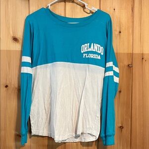 Exist Blue and White Women's Jersey Top